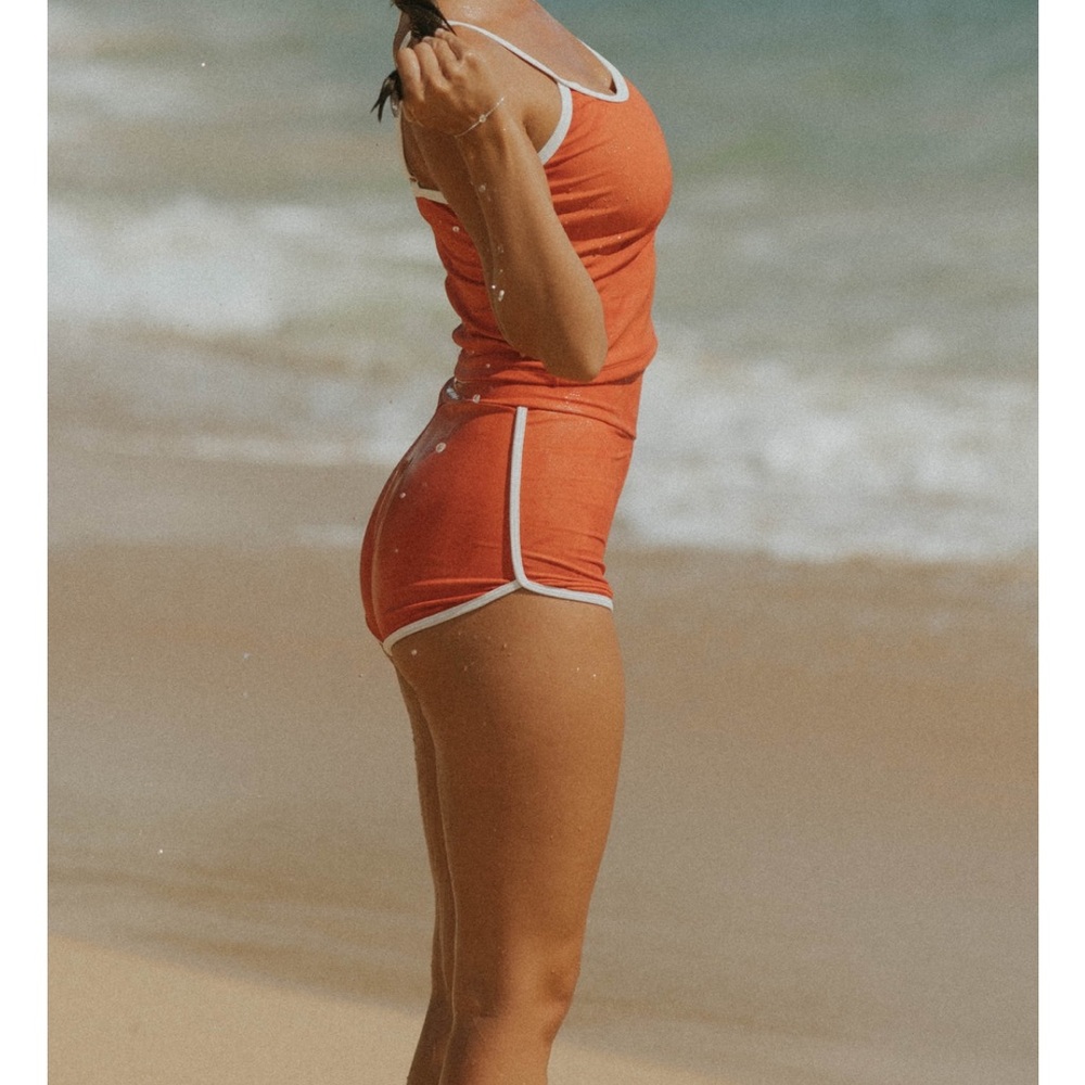 NWT! Geode Women’s Coral with White Trim - Athletic Longline Bikini Top Sz XXL - Picture 3 of 8